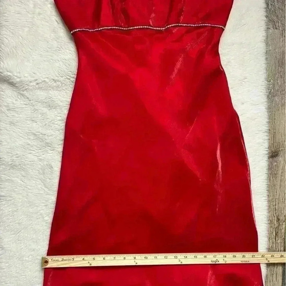 Vintage 90s Iridescent Red Prom Dress Size XL Embellished Empire Waist NEW - Picture 15 of 16